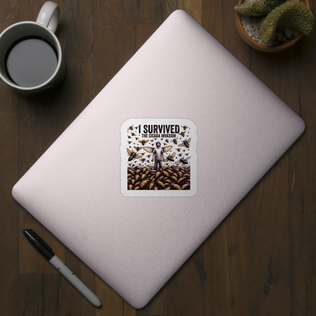 I Survived the Cicada Invasion Funny Cicada Summer by creative